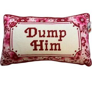 Kendra Dandy~Bouffants & Broken Hearts “Dump Him” Needlepoint Pillow NWT